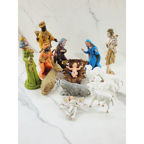 Nativity Joseph Mary Jesus Three Kings Shepherd Animal Angel Made in Italy x14 - Picture 1 of 16